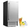 Front. Costway - Costway Ice Maker 90 lbs/Day, 25 lbs Storage, 15" W Built-in Freestanding Ice Making Silver+Black - Silver+Black.