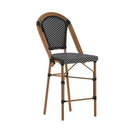 Flash Furniture - Bordeaux Stackable Indoor/Outdoor Bistro 26" High Counter Height Stool, Commercial Grade, /White and Bamboo Finish - Black