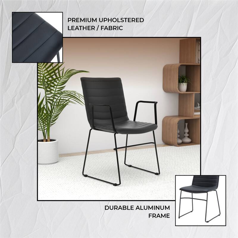 PREMIUM UPHOLSTERED LEATHER / FABRIC  
DURABLE ALUMINUM FRAME