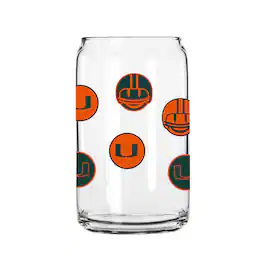Logo Brands - Miami Hurricanes 16oz. Smiley Can Glass - Multicolor