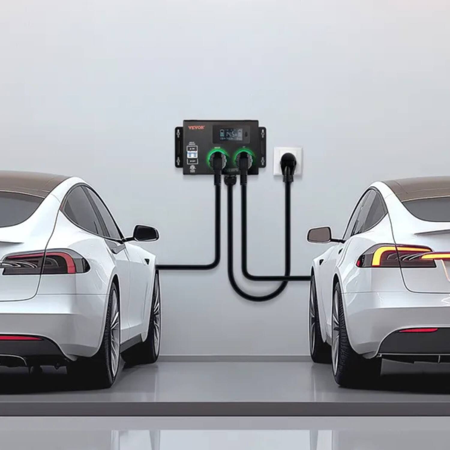 Angle. Stock Preferred - NEMA 14-50 Smart Splitter for Dryer & EV Charging - Black.