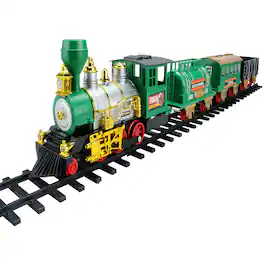 Northlight - 20-Piece Lighted and Animated Classic Christmas Train Set with Sound - Green