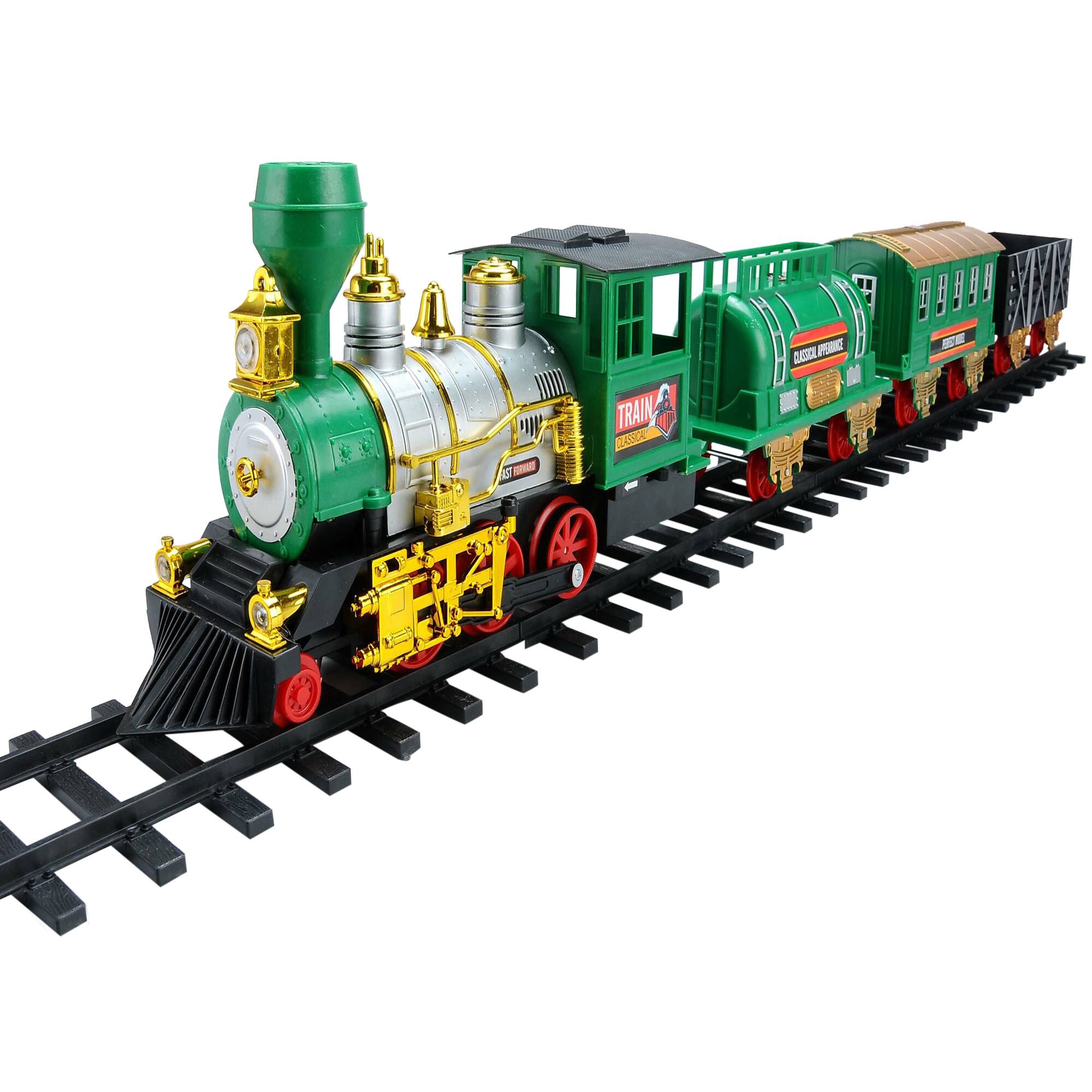 Northlight - 20-Piece Lighted and Animated Classic Christmas Train Set with Sound - Green