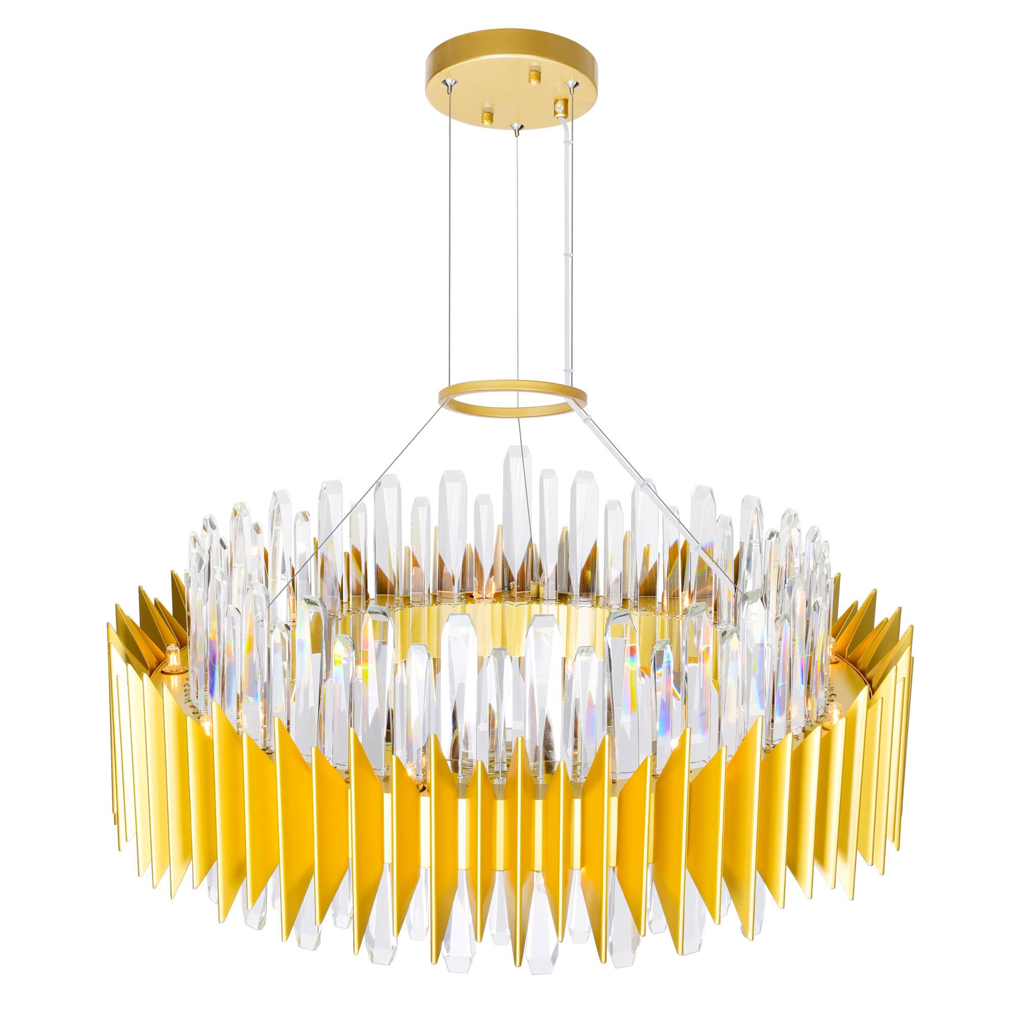 Left. CWI Lighting - Cityscape 18 Light Chandelier With Satin Gold Finish - Satin Gold.