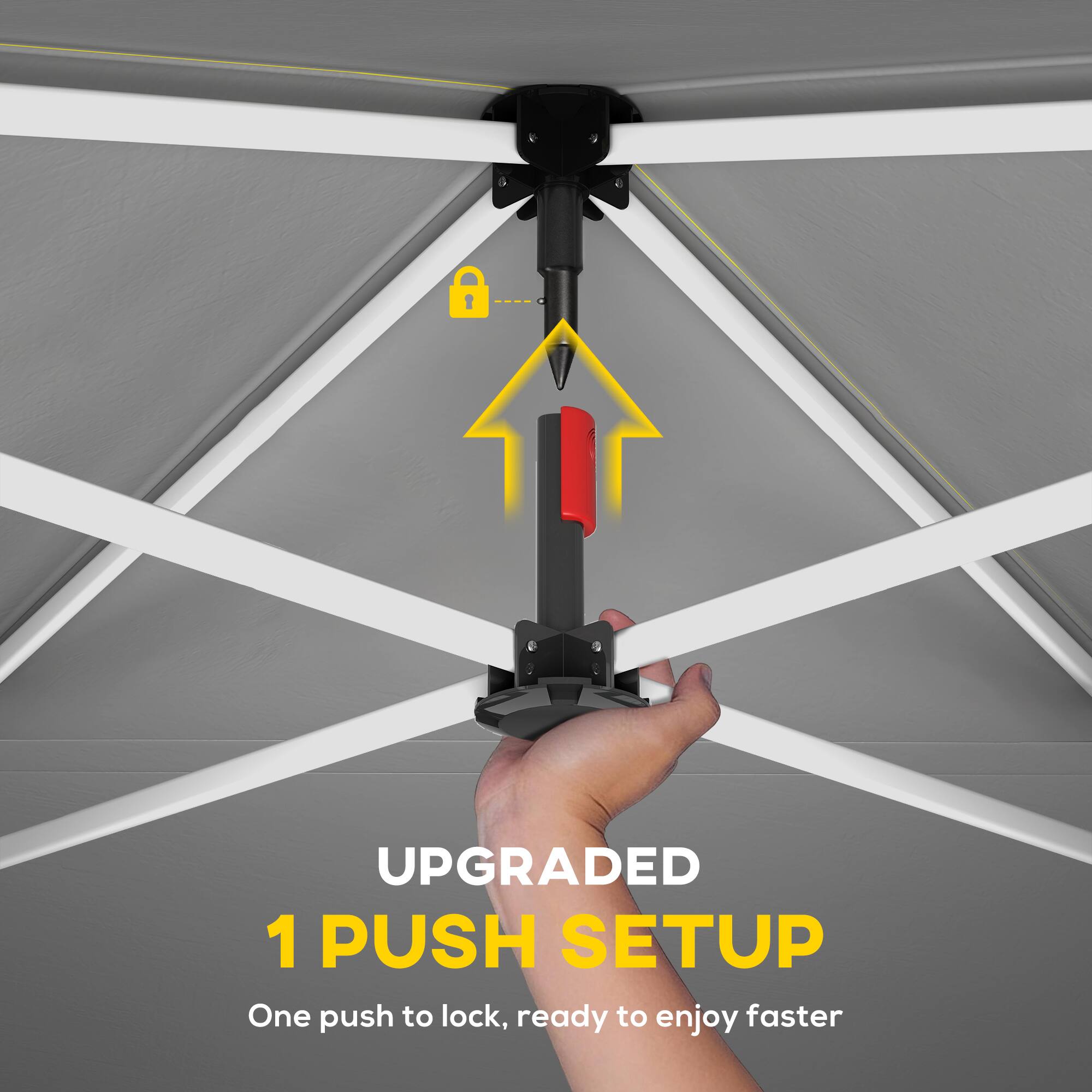 UPGRADED 1 PUSH SETUP  
One push to lock, ready to enjoy faster