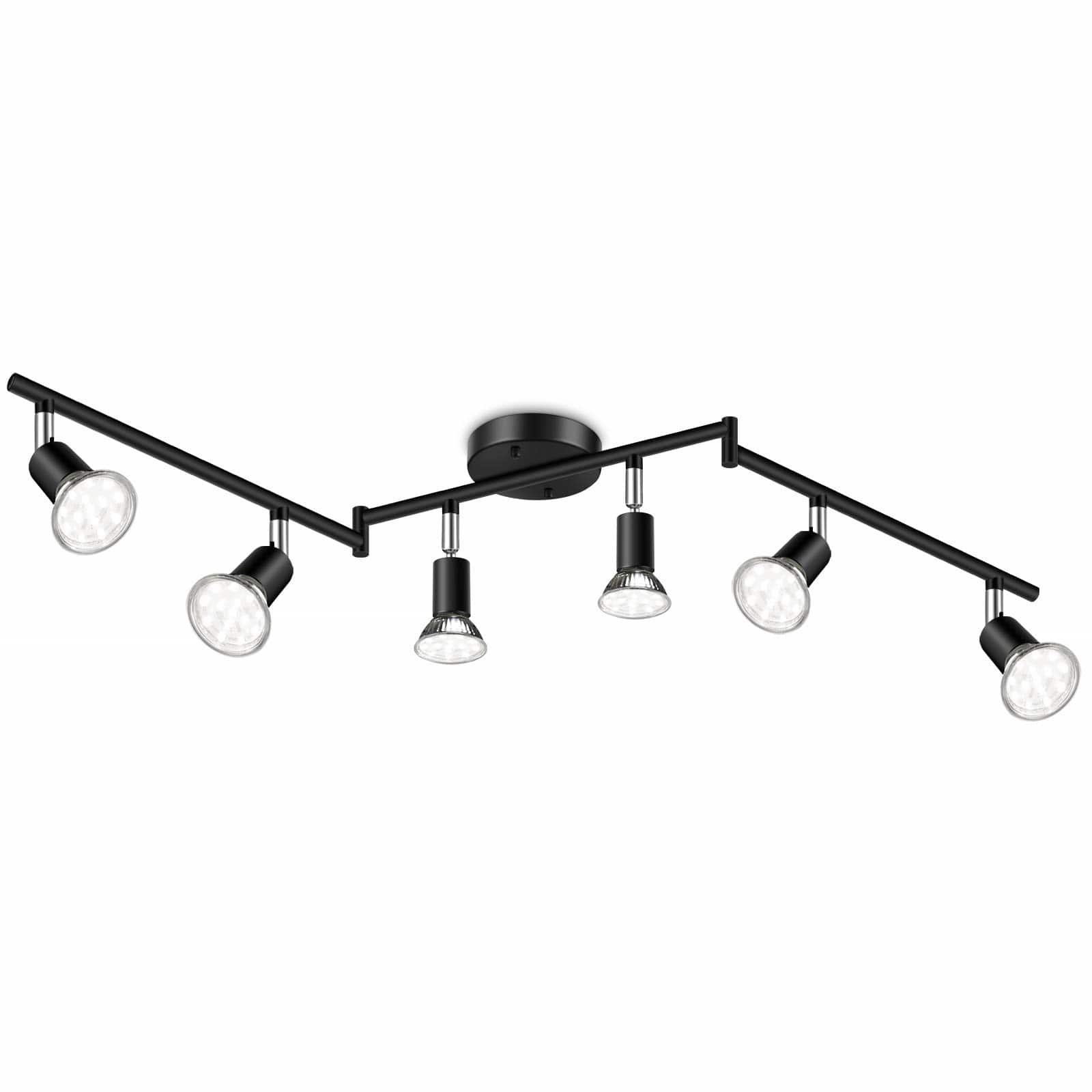 Dazzed Corner - 6-Light LED Track Lighting Kit, Adjustable Heads - Black