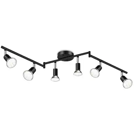 Front. Dazzed Corner - 6-Light LED Track Lighting Kit, Adjustable Heads - Black.