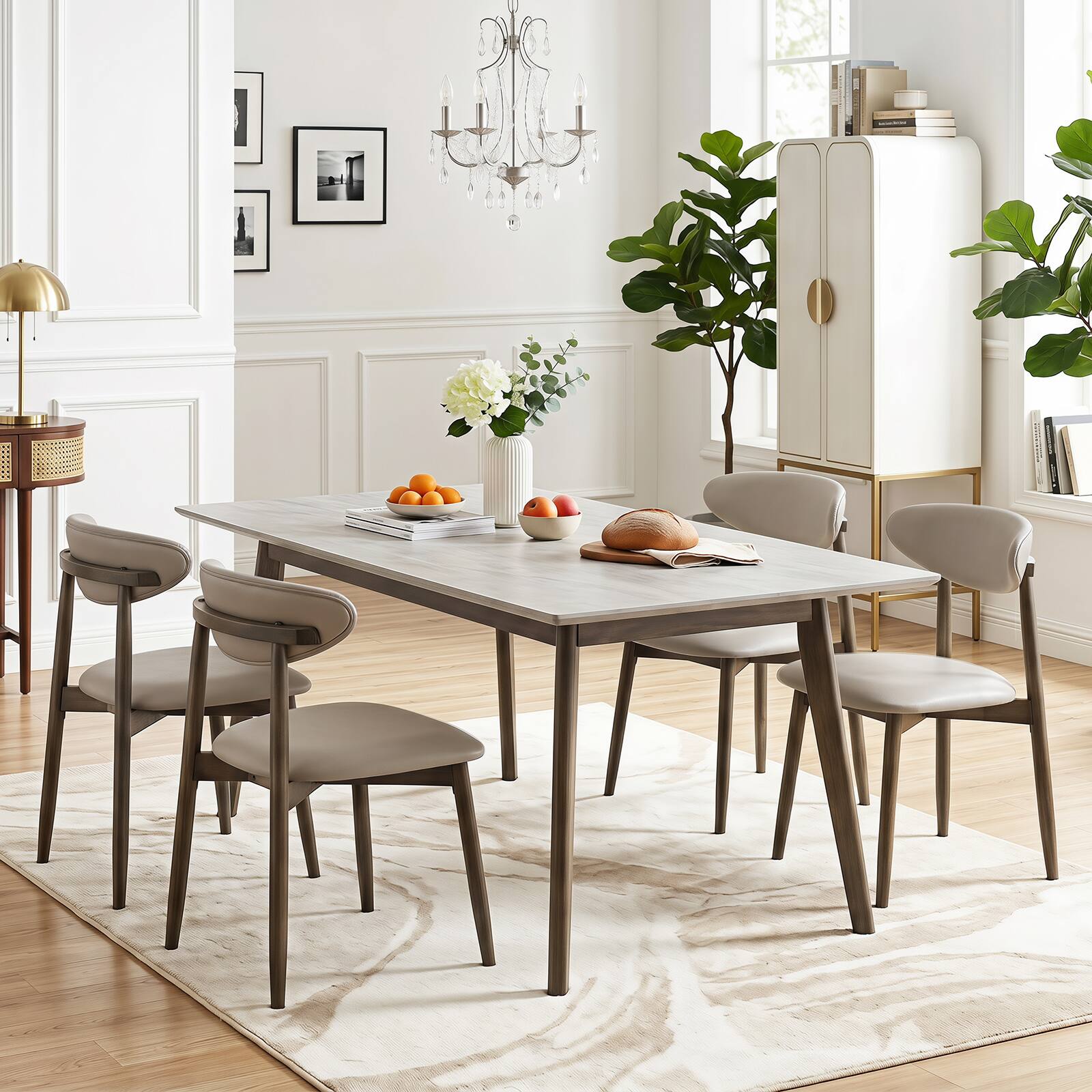Alt View 1. Gymax - Gymax Wooden Dining Chairs Set of 4 Upholstered Kitchen Chairs w/ Curved Backrest Gray - Gray.