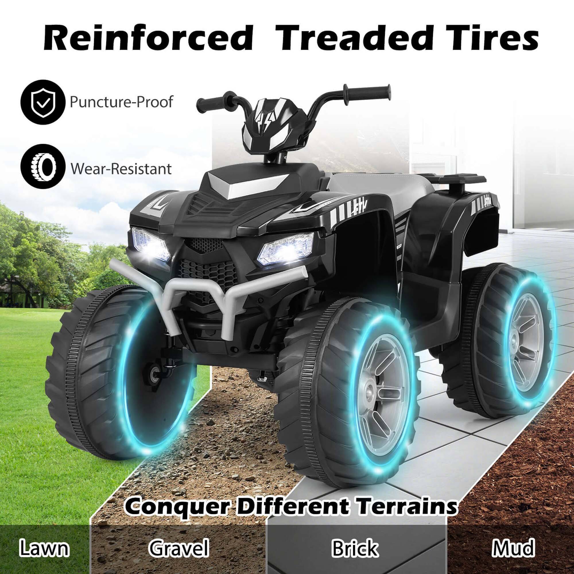 Reinforced Treaded Tires

- Puncture-Proof
- Wear-Resistant

Conquer Different Terrains

- Lawn
- Gravel
- Brick
- Mud