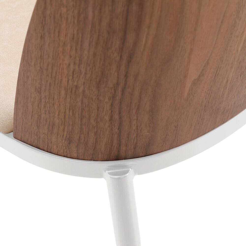 Alt View 4. LeisureMod - Tule Vintage Mid-Century Dining Chair, Modern Fabric Upholstered Kitchen Side Chair with Protective Floor Glides - Walnut/Light Brown.