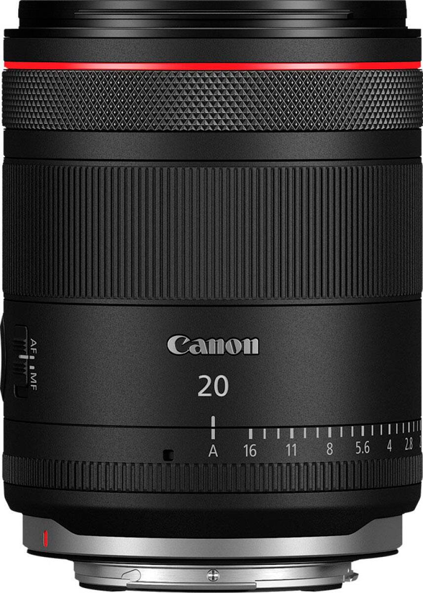 The text on the image reads: "AF MF Canon 20 I 16 11 8 5.6 4 2.8." This text is likely a description or specifications of the lens. The text can be grouped as follows:

1. "AF MF Canon 20 I" - This is the brand and model of the lens.
2. "16 11 8 5.6 4 2.8" - These numbers likely represent the aperture range of the lens, with the first number being the largest aperture and the last number being the smallest aperture.