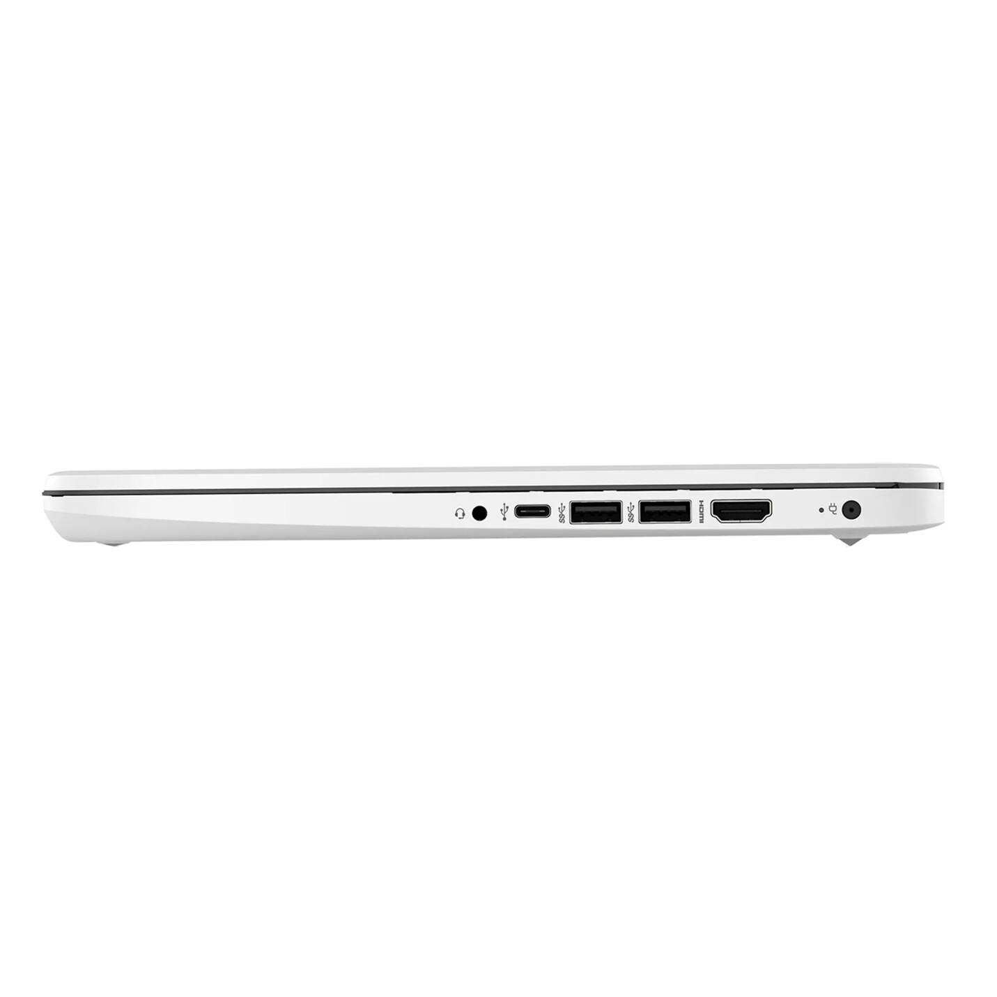 Alt View 3. HP - HP 14" HD Laptop - Intel Celeron N4120 - 4GB RAM - 64GB eMMC + 128GB SD Card - Windows 11 Pro - Snowflake White - Snowflake White.