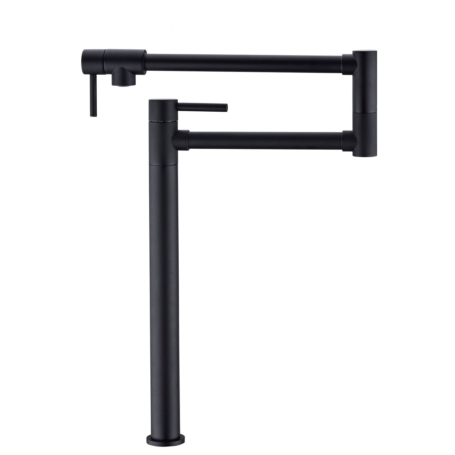 Back. Siljoy - Pot Filler Faucet with Extension Shank - Matte Black.