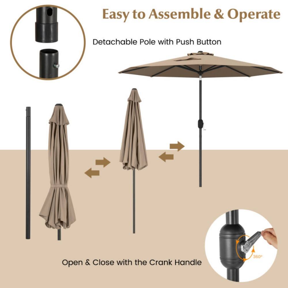 Easy to Assemble & Operate

Detachable Pole with Push Button

Open & Close with the Crank Handle

360°