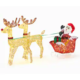 Winado - 71in Christmas Lighted Deer Pulling Old Man Splicing for Outdoor Lawn Decoration - Multicolor