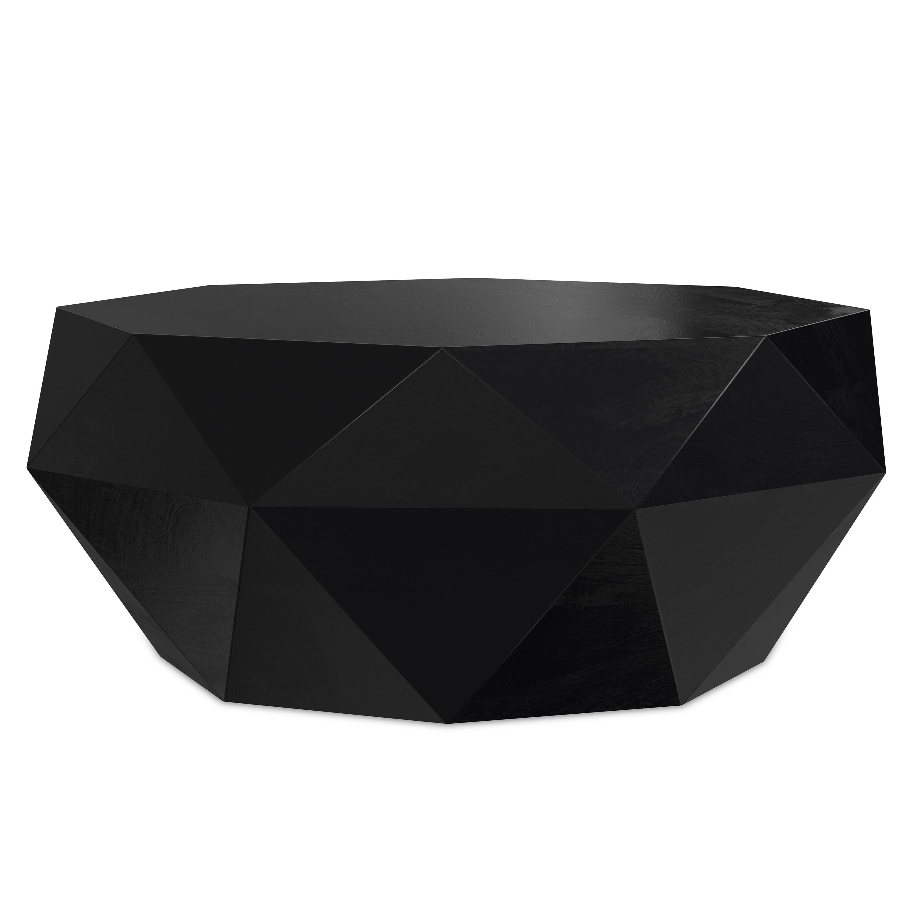 Simpli Home - Zayn SOLID ACACIA WOOD 35 inch Wide Irregular Contemporary Coffee Table, Fully Assembled - Black