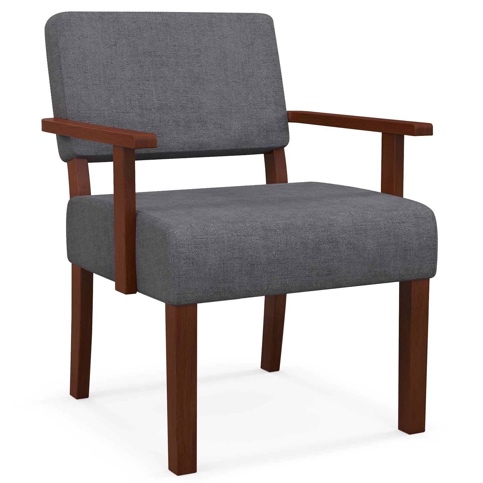Front. Ecooso - Linen Accent Chair with Soft Cushioned Seat and Backrest, Ideal for Living Room - Gray.