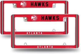 Rico Industries - Atlanta NBA Hawks (Set of 2) Chrome Metal License Plate Frames with Bold Full Frame Design - Multi