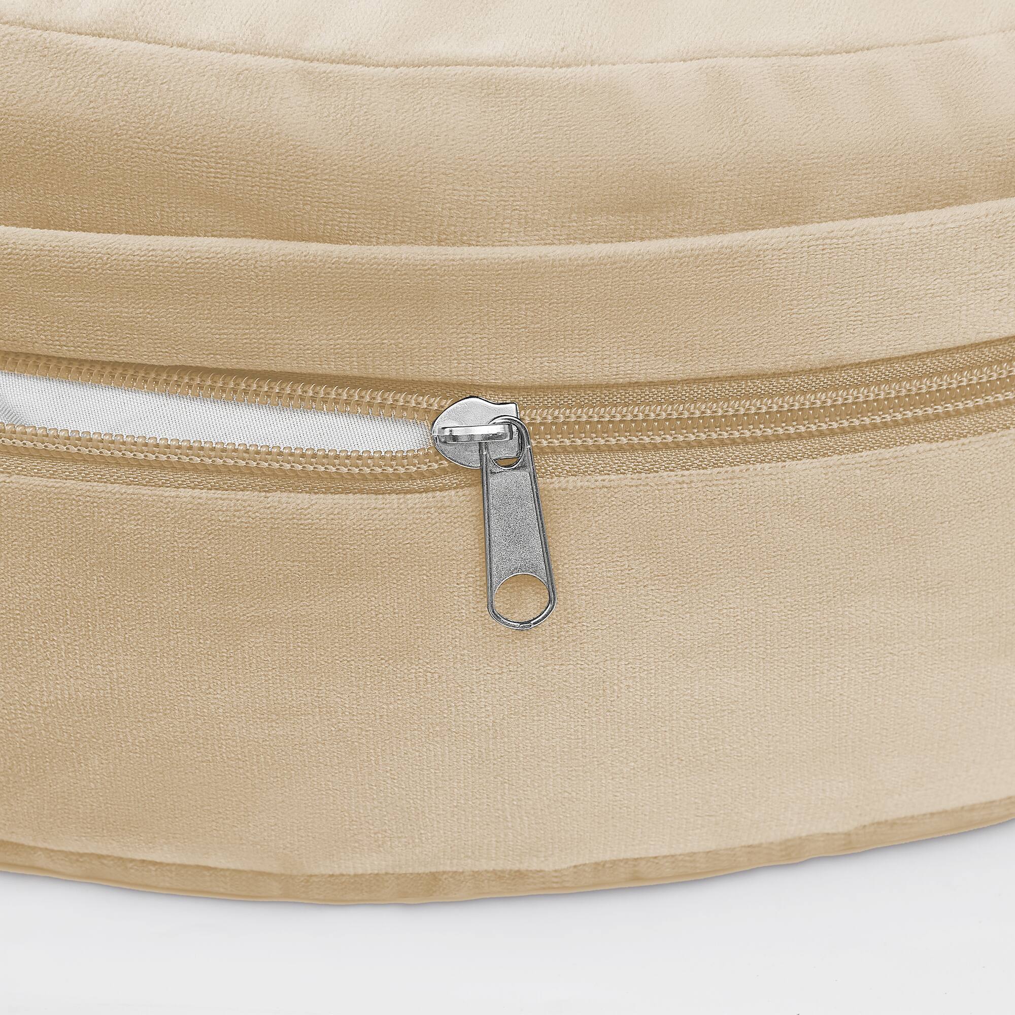 Left. Sweet Home Collection - Meditation Cushion, Round Yoga Pillow with carrying handle - Beige.