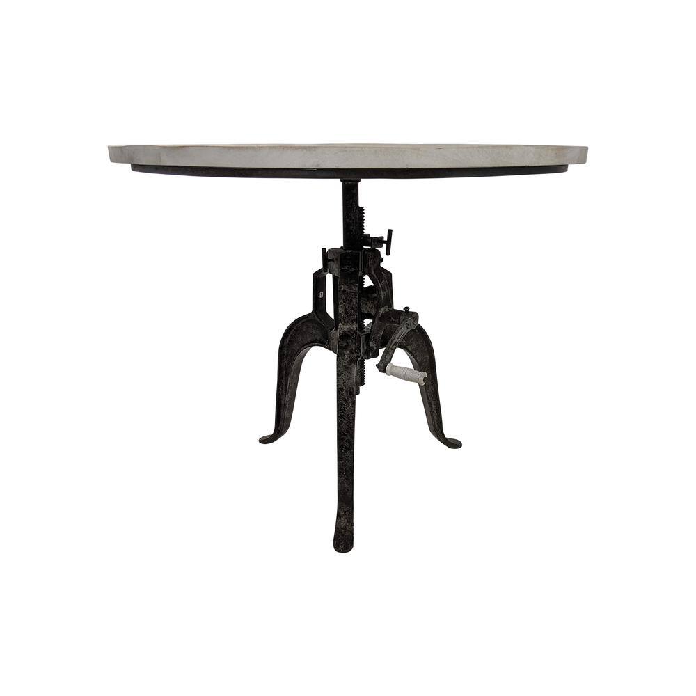 Alt View 2. Carolina Chair & Table - Bentley Adjustable Crank Table - Natural Driftwood Top - Aged Iron Base - Brown.