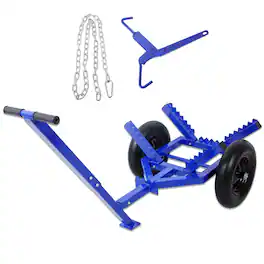 Ropilly - Log Dolly with Load Binder, 440 lb Capacity Log Cart with 16 Inch Air Tires and Choker Chain - Blue