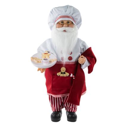 Front. Northlight - 16" Chef Santa with Cookies and Napkin Christmas Figure - Red.
