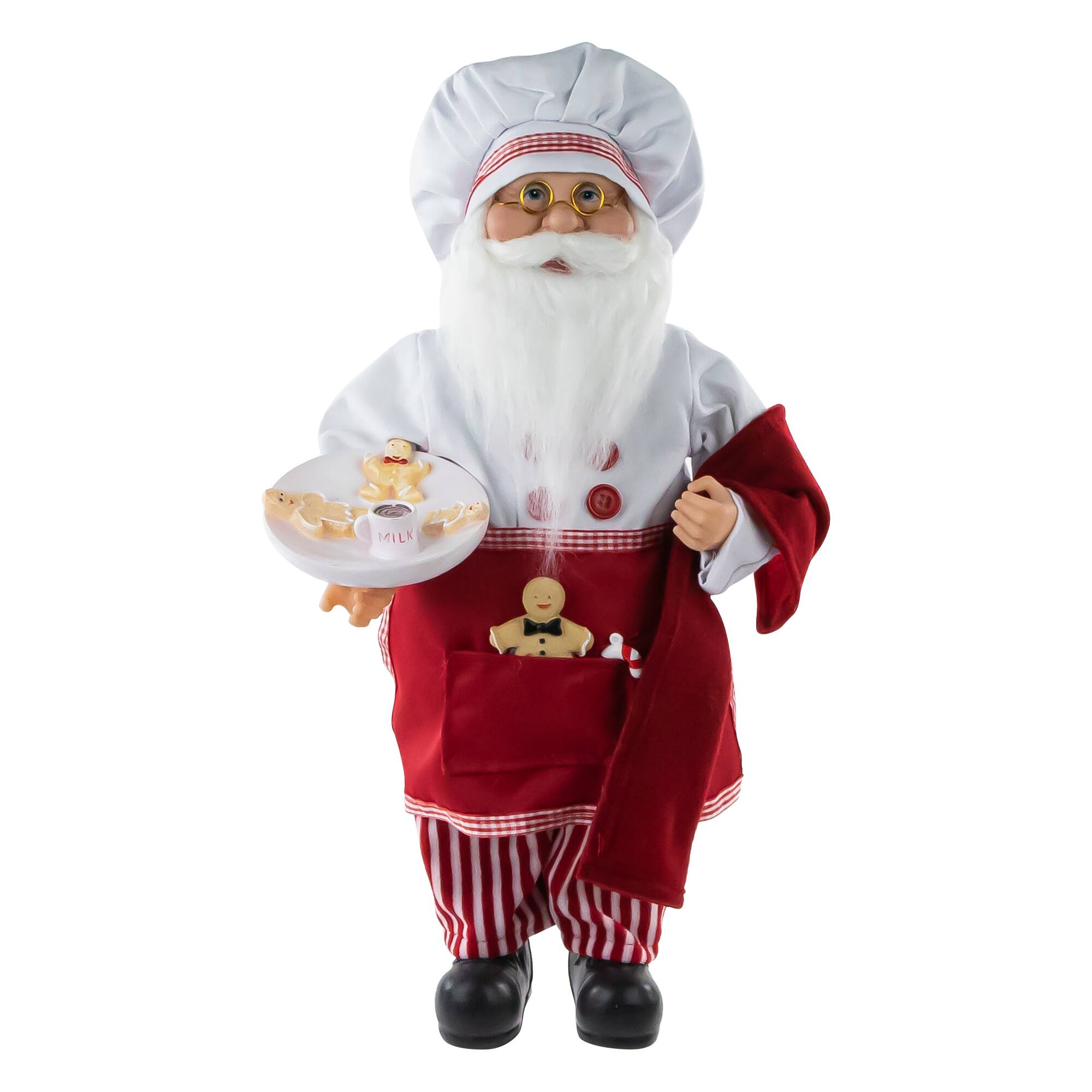 Front. Northlight - 16" Chef Santa with Cookies and Napkin Christmas Figure - Red.