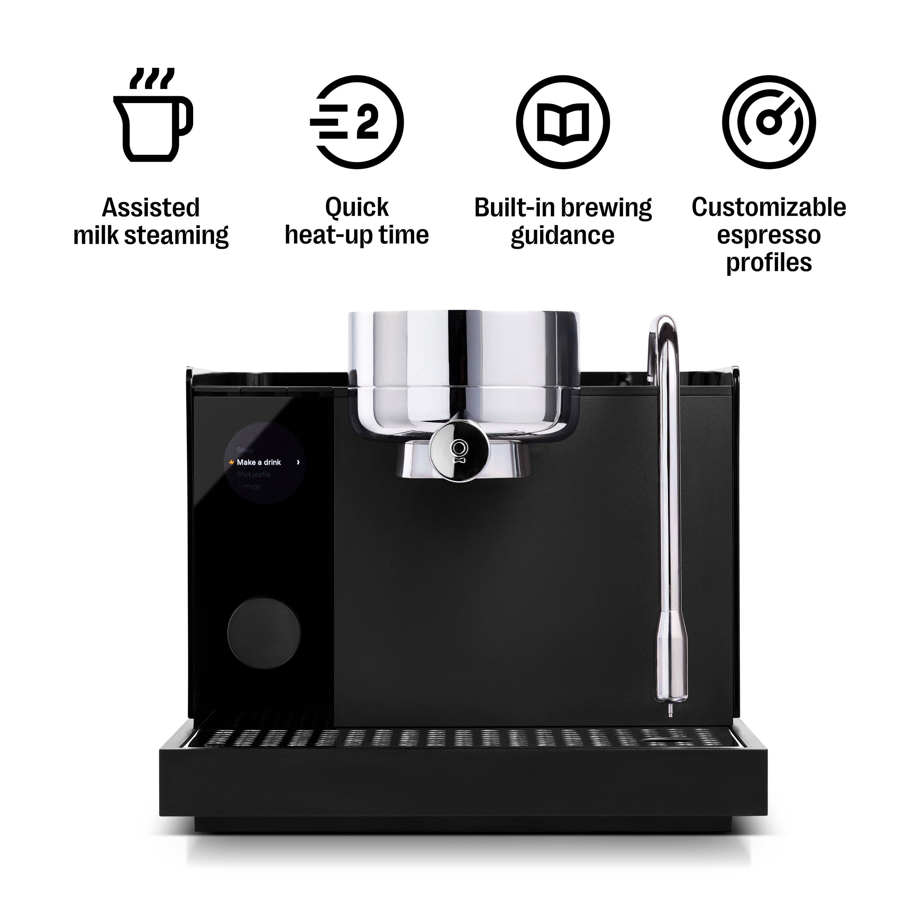 - Assisted milk steaming
- Quick heat-up time
- Built-in brewing guidance
- Customizable espresso profiles
