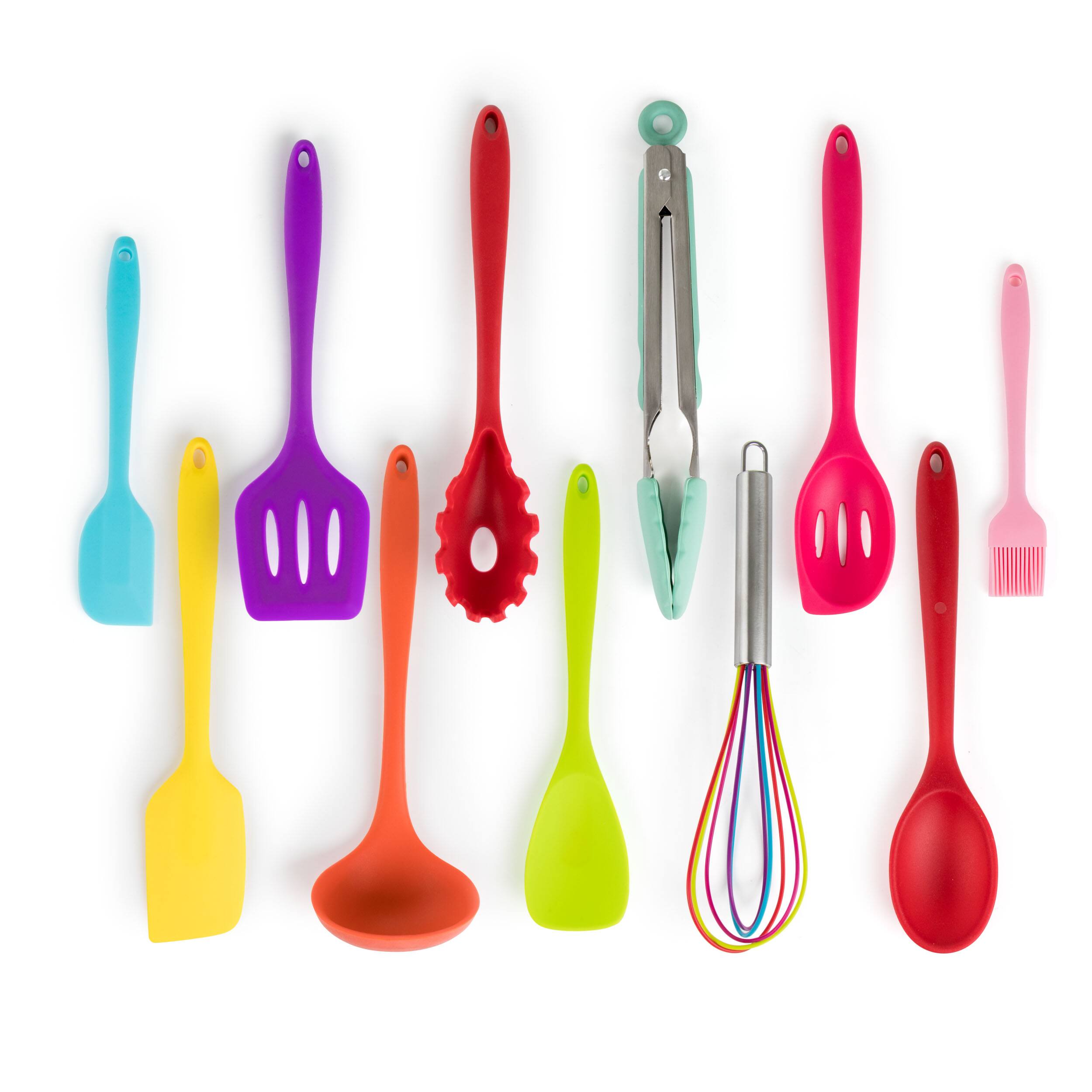 Alt View 1. MegaChef - MegaChef Mulit-Color Silicone Cooking Utensils, Set of 12 - Multi-colored.
