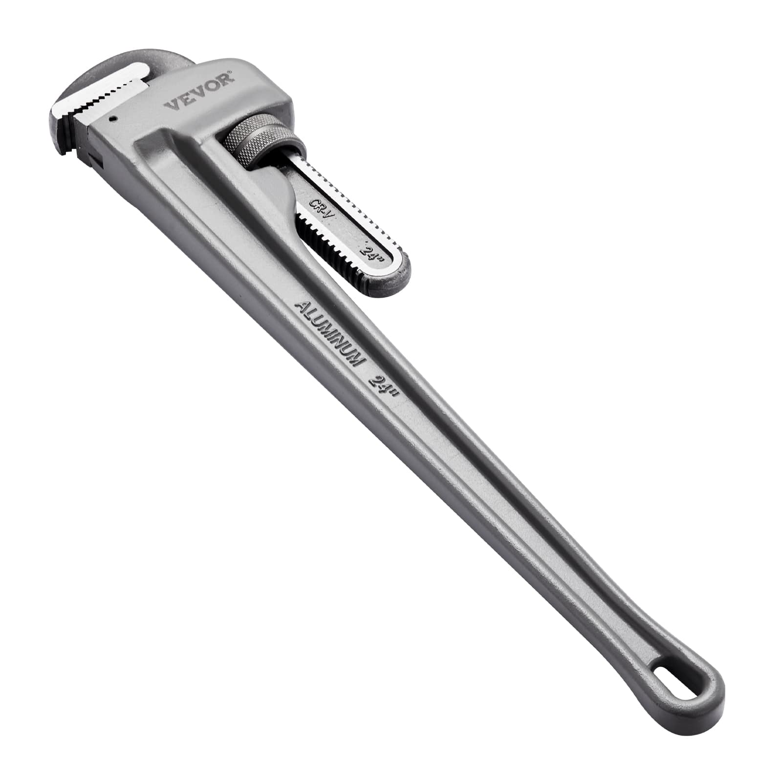 VEVOR - Pipe Wrench, 24" Aluminum Straight Pipe Wrench, Adjustable Plumbing Wrench, with High Strength Jaw and Ergonomic Handle - Silver