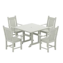 WestinTrends - Malibu 5 Piece Outdoor Patio Dining Set Outdoor Square Table and Armchair Set - Sand