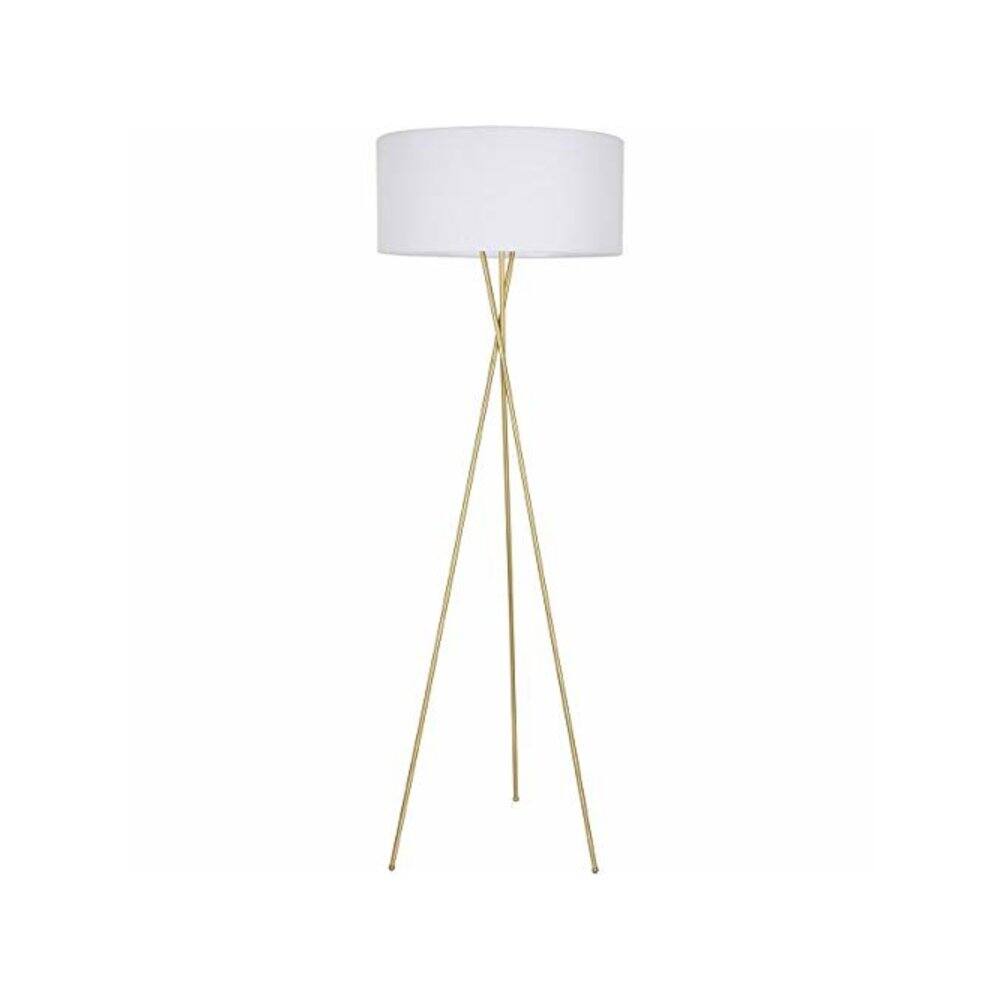 Back. Living District - Cason 1 light Brass and White shade Floor lamp - Brass And White Shade.