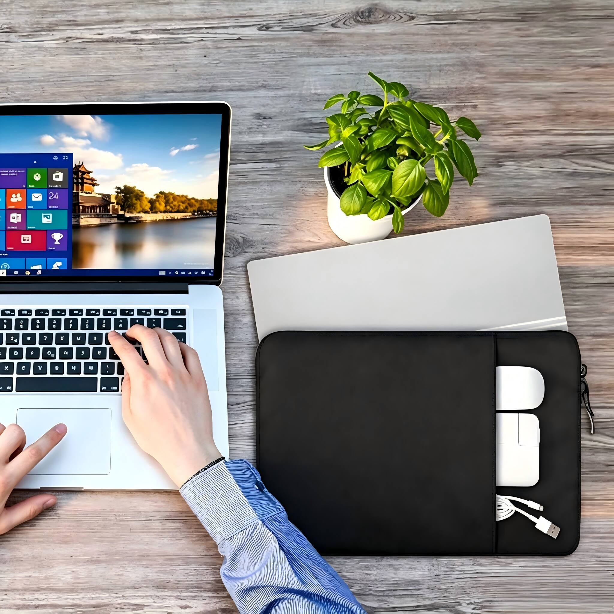 Alt View 1. UPERFECT - UPERFECT 15.6 Inch Laptop Sleeve, Waterproof Protective Carrying Case - Black.