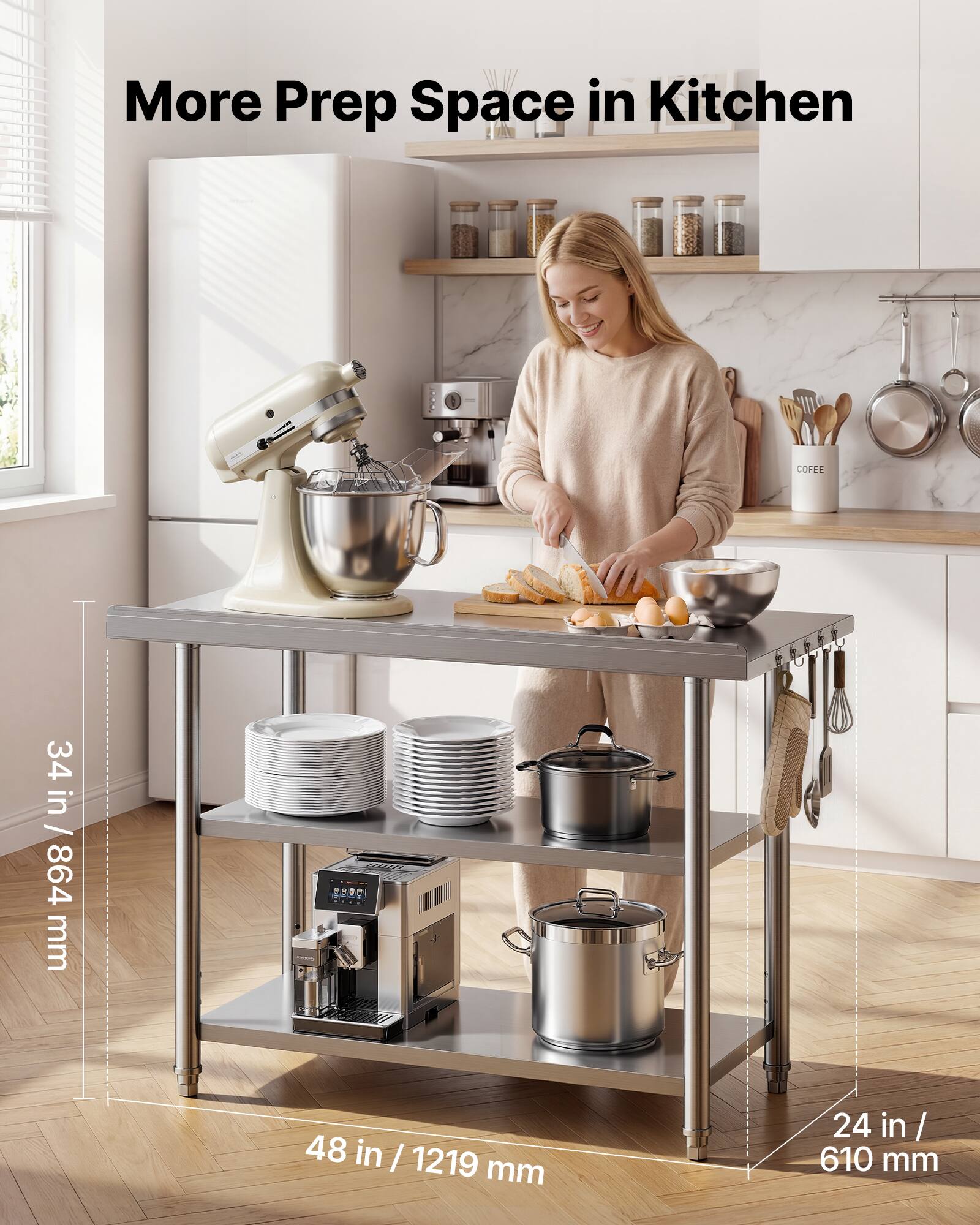 More Prep Space in Kitchen

COFFEE

34 in / 864 mm

48 in / 1219 mm

24 in / 610 mm