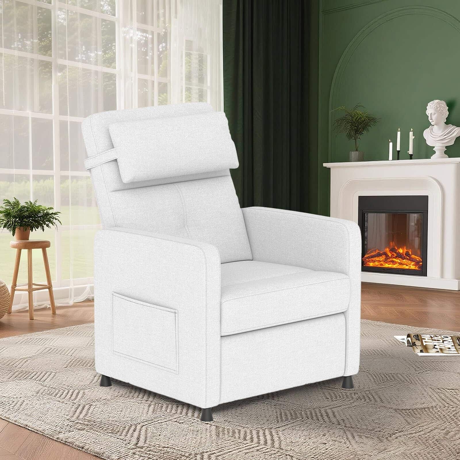 Acekool - Recliner Chair Electric Reclining Sofa Adjustable Power Recliner Lazy Chair Home Theater Seating - White