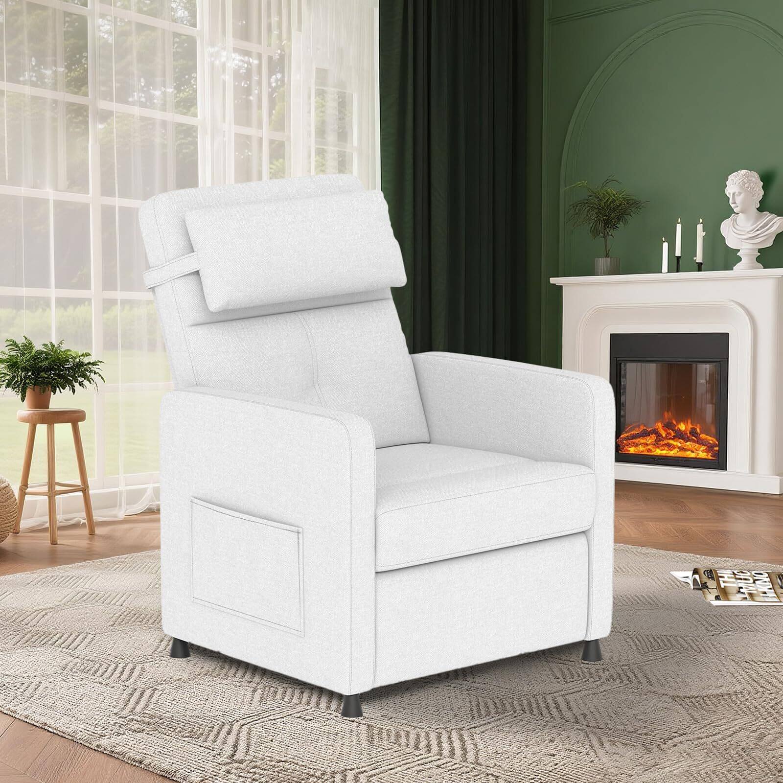 Front. Acekool - Recliner Chair Electric Reclining Sofa Adjustable Power Recliner Lazy Chair Home Theater Seating - White.
