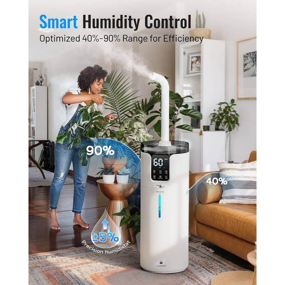 Smart Humidity Control  
Optimized 40%-90% Range for Efficiency  
90%  
40%  
±5% Precision Humidistat