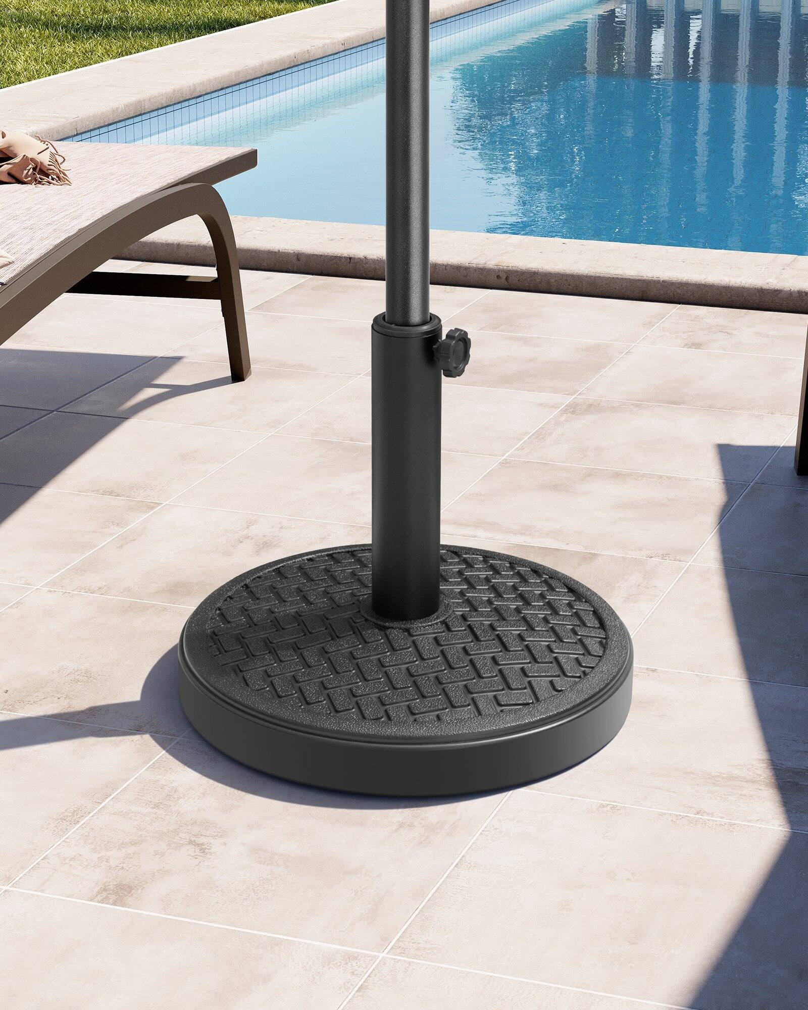Angle. Crestlive Products - Crestlive Products 30-45 lbs Concrete-Filled Round Umbrella Base for Straight Pole - Black.