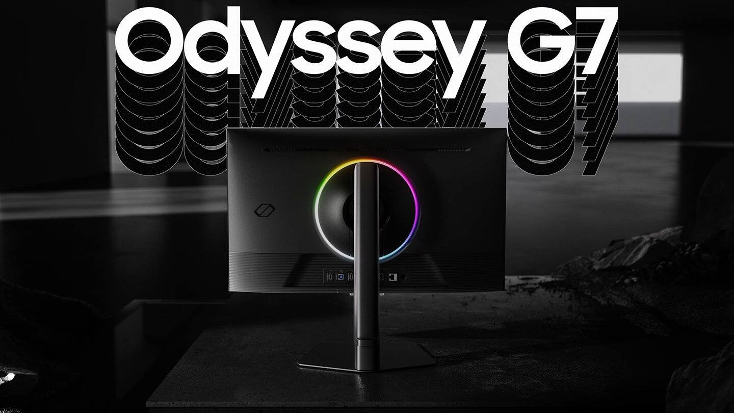 Alt View 23. Samsung - 27" Odyssey G7 (G70D) 4K UHD IPS AMD FreeSync Premium Pro and G-Sync Compatible Smart Gaming Monitor with HDR400 - Black.