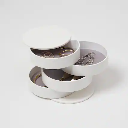 Front. Yamazaki Home - Stacked Jewelry Organizer - White.