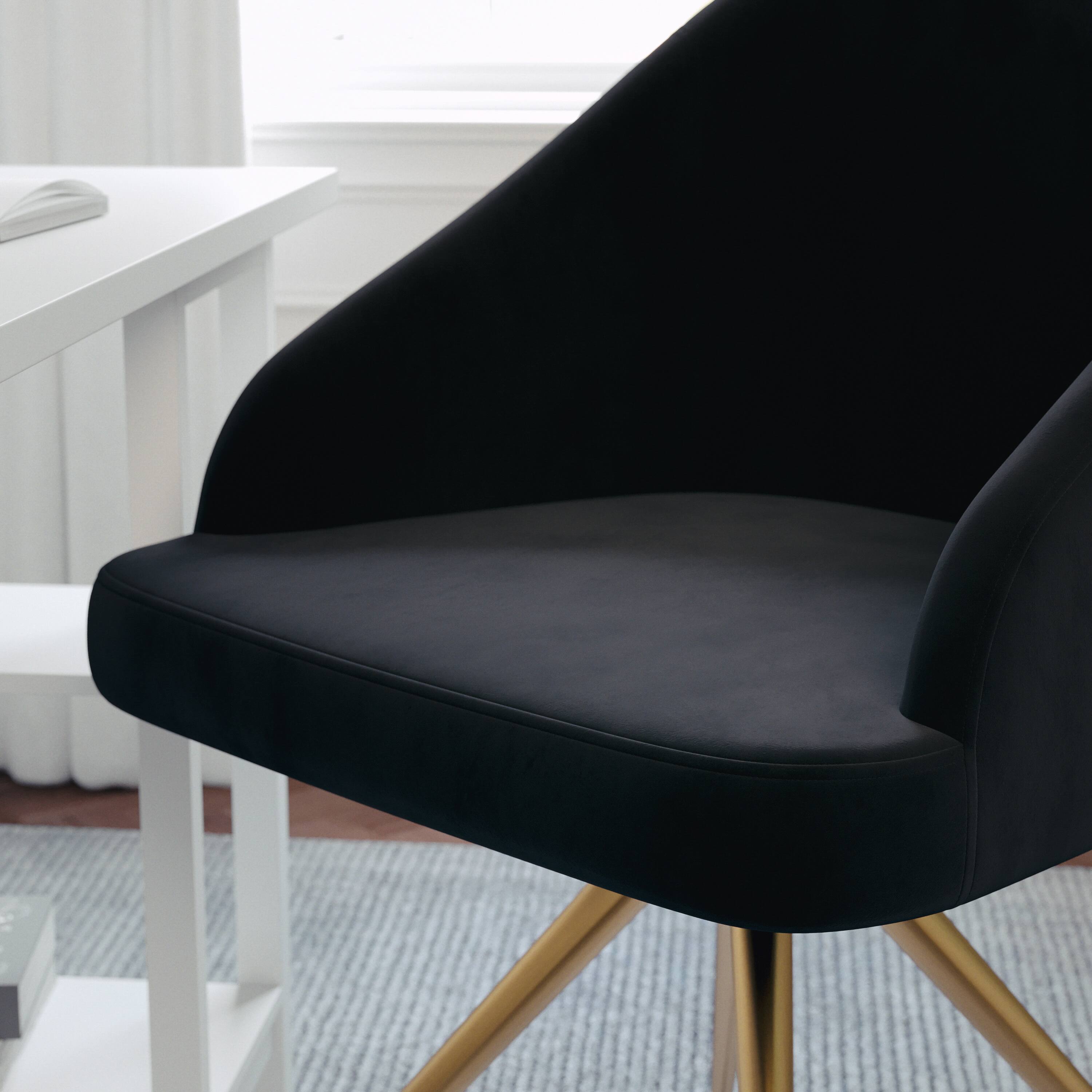 Alt View 16. Martha Stewart - Sora Velvet Upholstered Office Chair - Black Velvet/Polished Nickel.