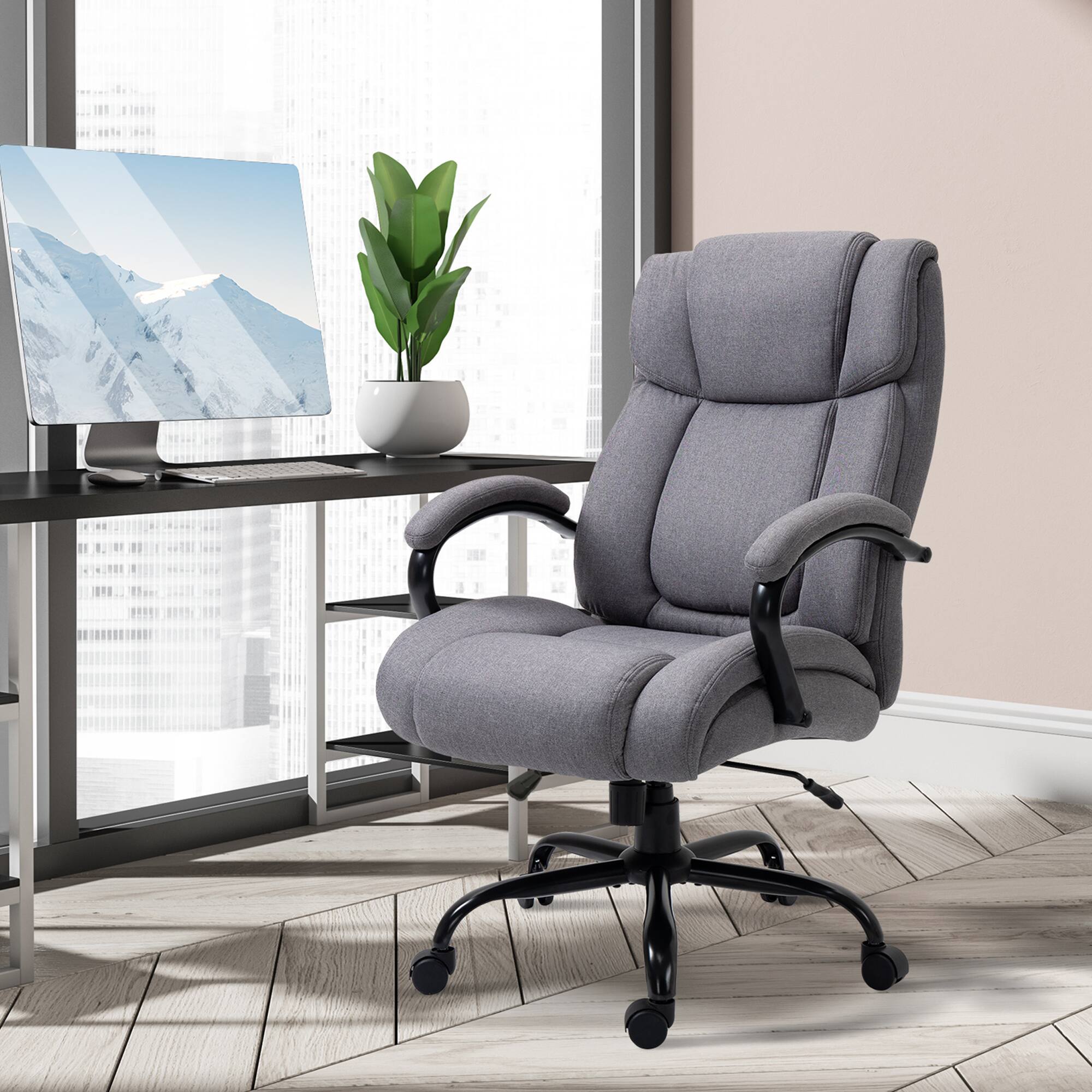 Alt View 1. Vinsetto - Big and Tall Executive Office Chair 485lbs with Wide Seat, High Back Computer Desk Chair with Tilt - Light Grey.