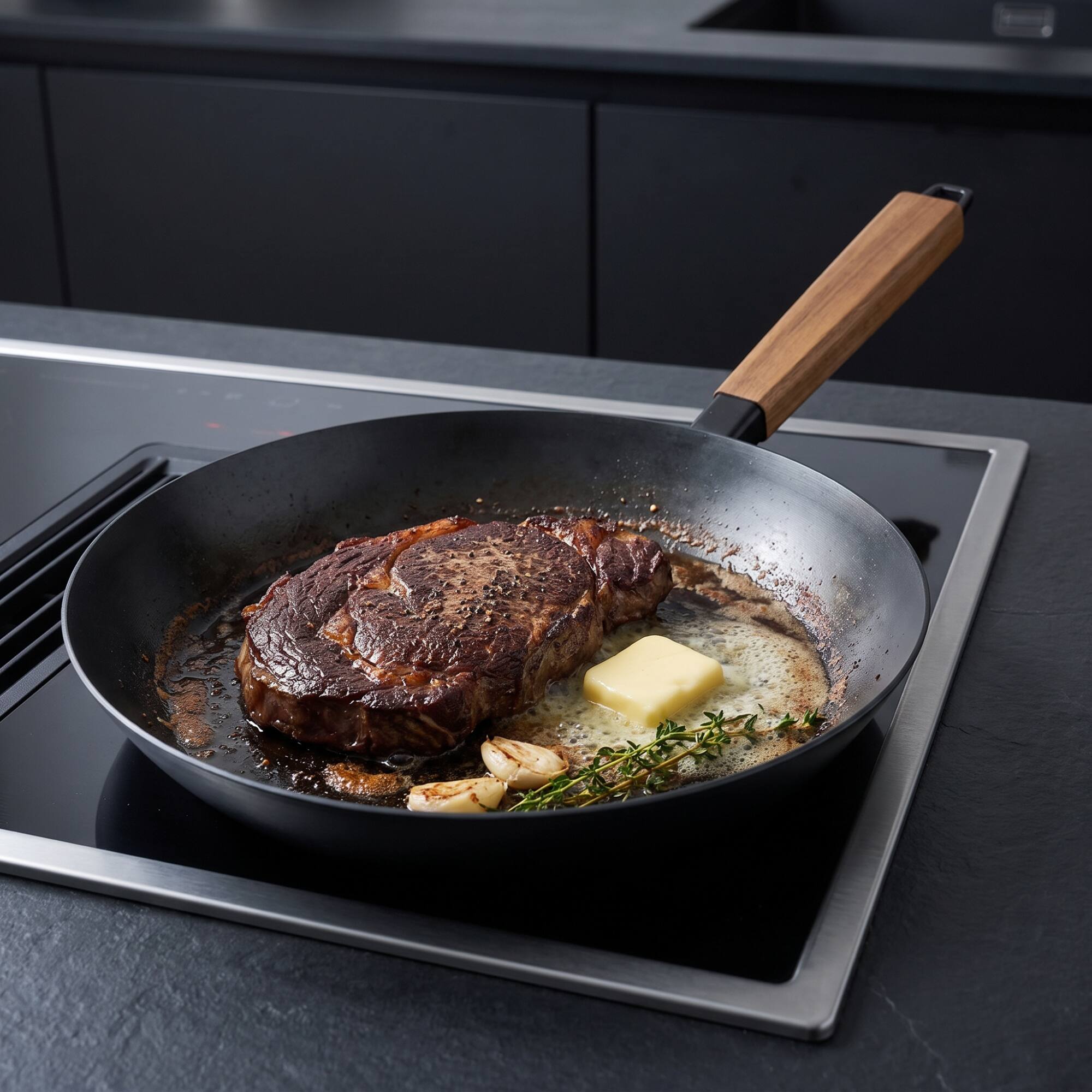 Alt View 1. Alva - Alva Forest Pre-Seasoned Carbon Steel Frying Pan - Blue.