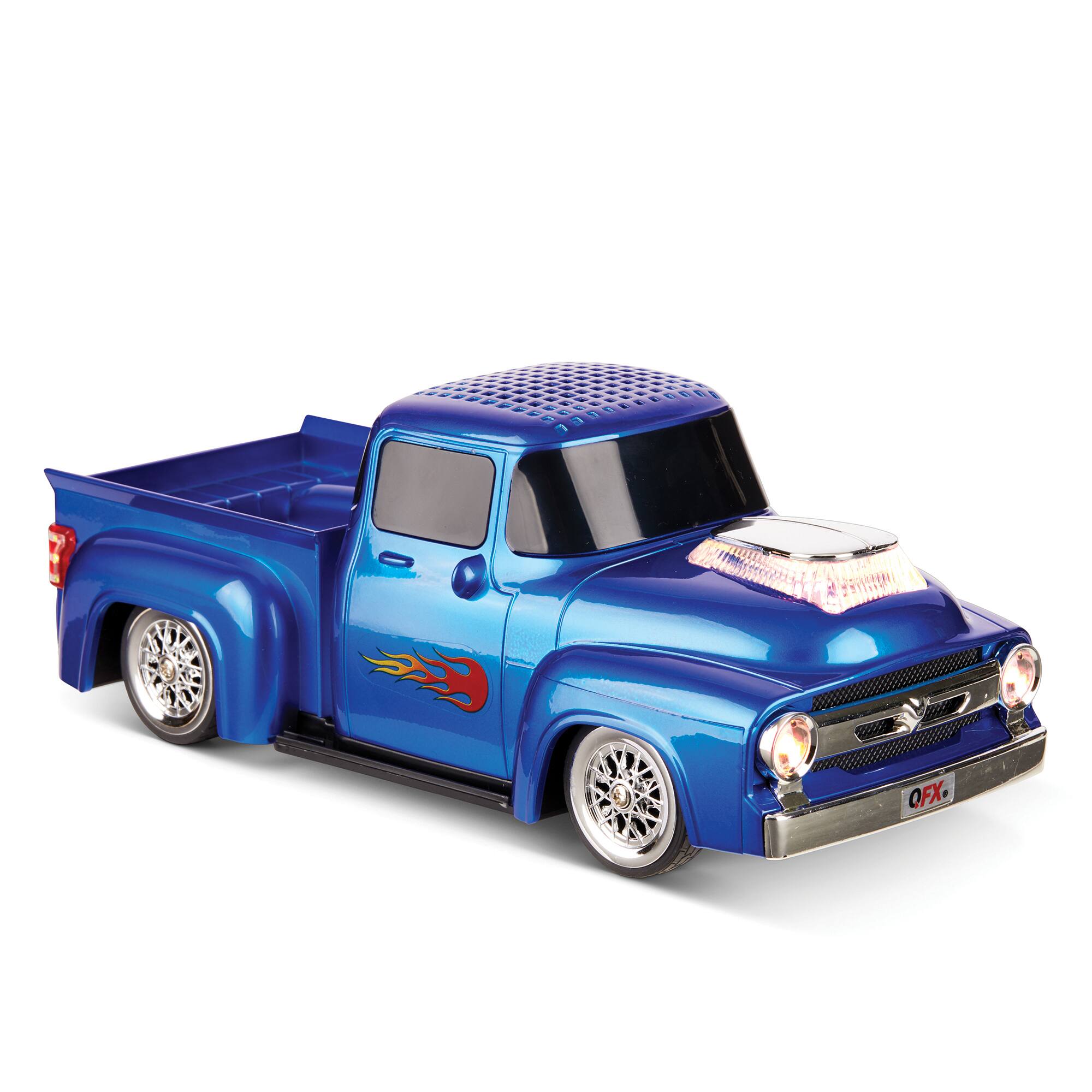 Alt View 14. QFX - Retro Truck Portable Bluetooth Speaker with Bass Radiator and LED Lights - Blue.