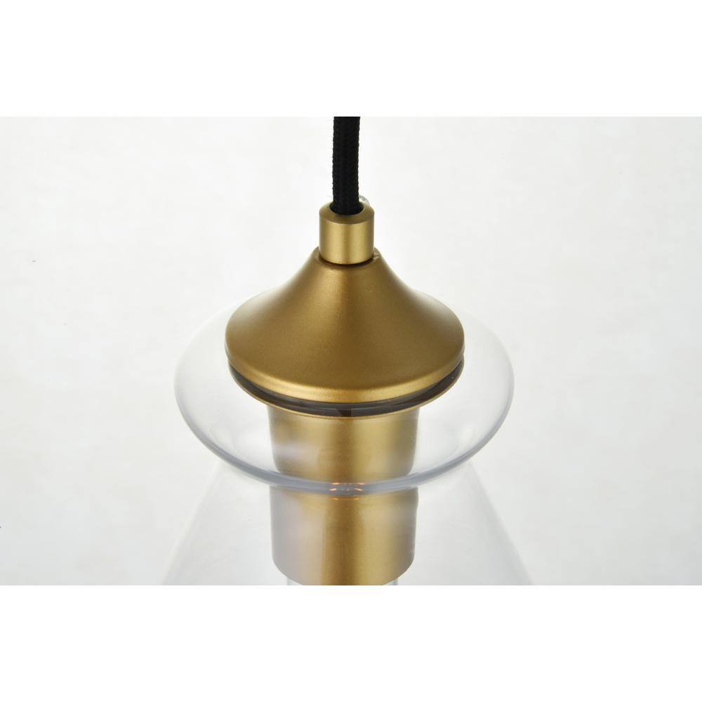 Left. Living District - Destry 3 Lights Brass Pendant With Clear Glass - Brass And Clear.