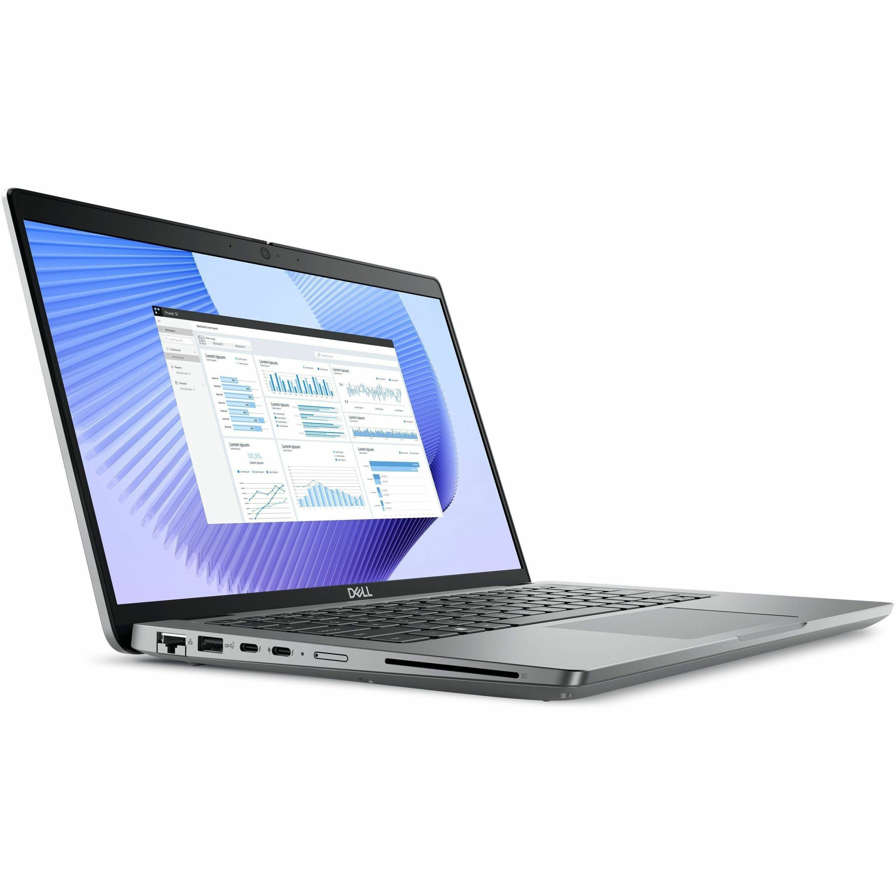 The image features a laptop computer with a large screen, which is open and displaying data. The laptop is placed on a white background, making it the main focus of the image. The laptop is a Dell computer, as indicated by the brand name on the screen.