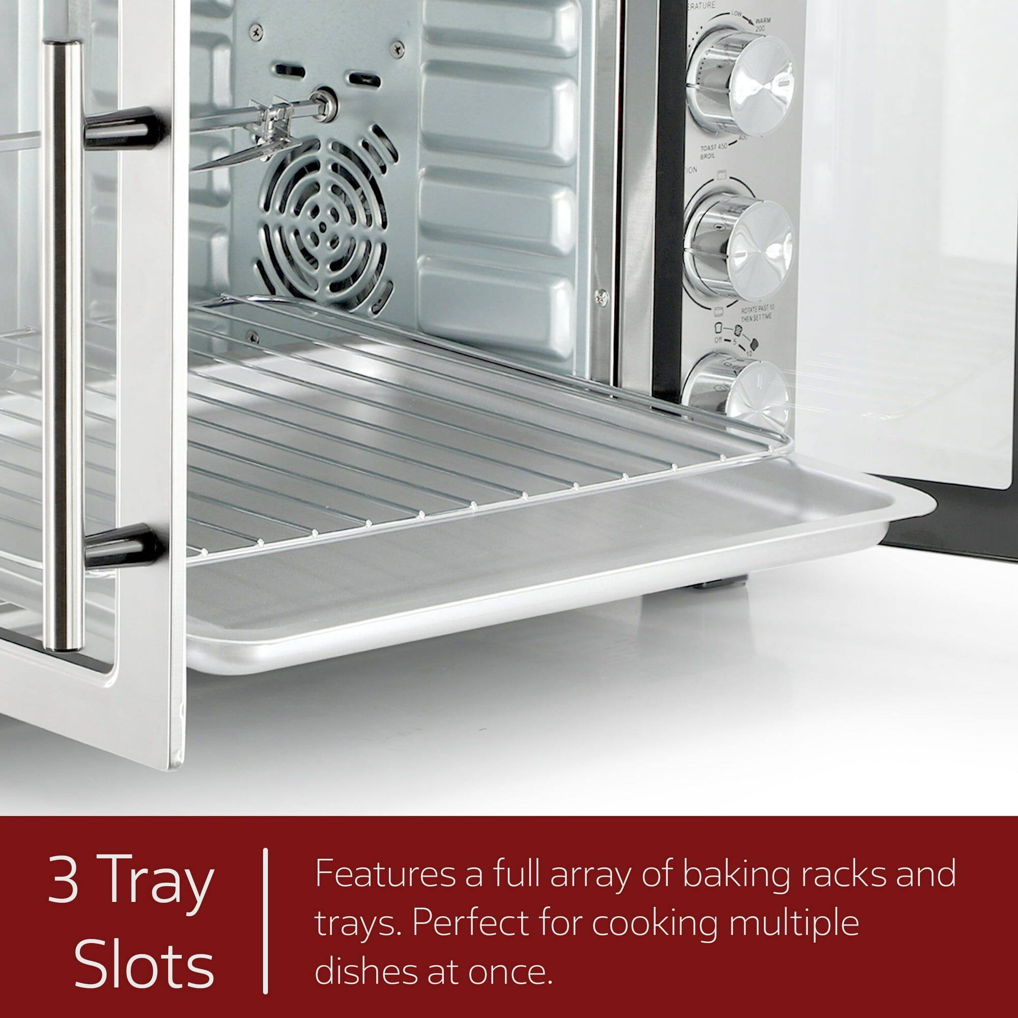 BATTERY - R TA a% ON CA 0-0 0 3 Tray Slots Features a full array of baking racks and trays. Perfect for cooking multiple dishes at once.