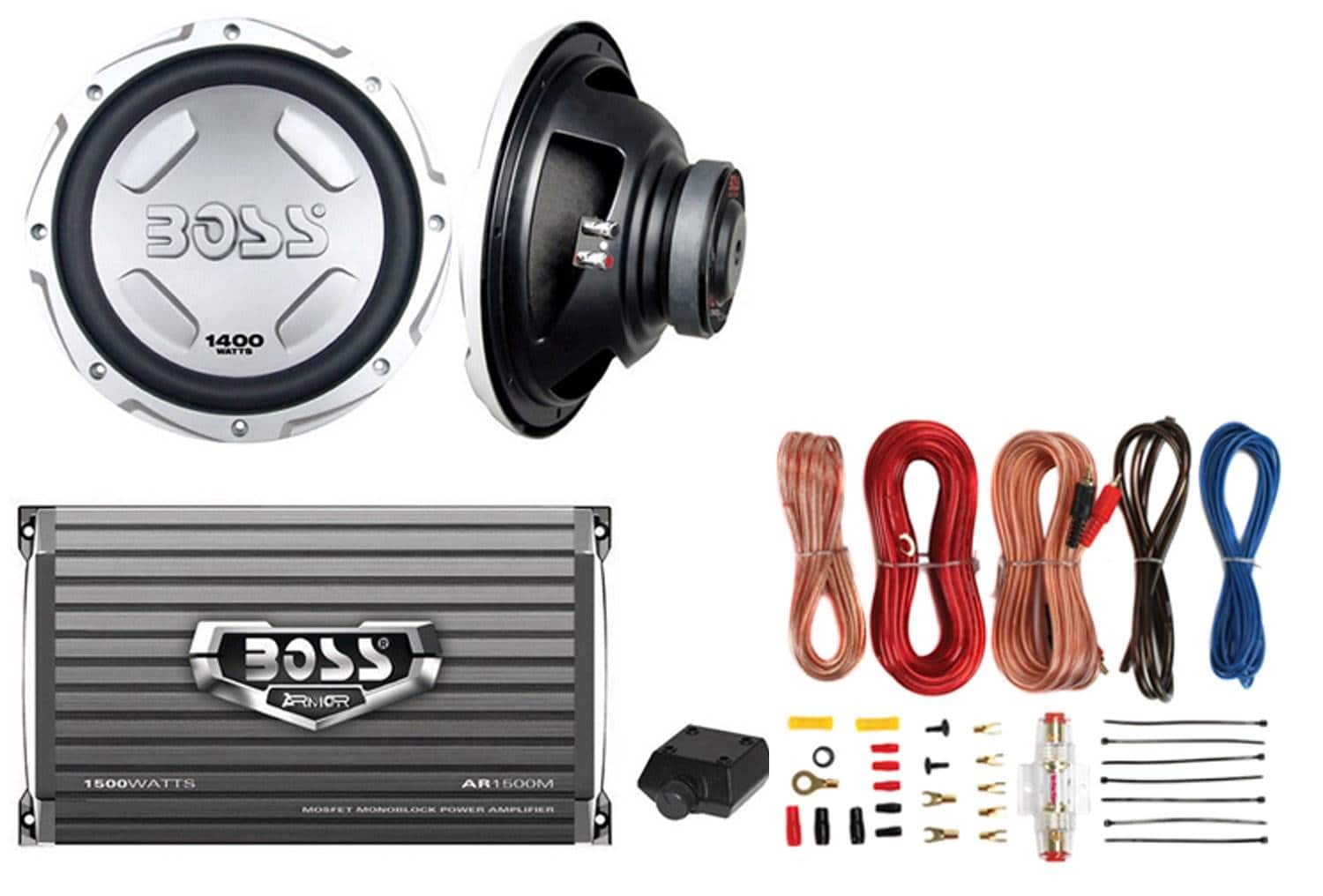 BOSS Audio - CX122 12" 1400W Car Power Subwoofer Sub & Mono Amplifier & Amp Kit - Black