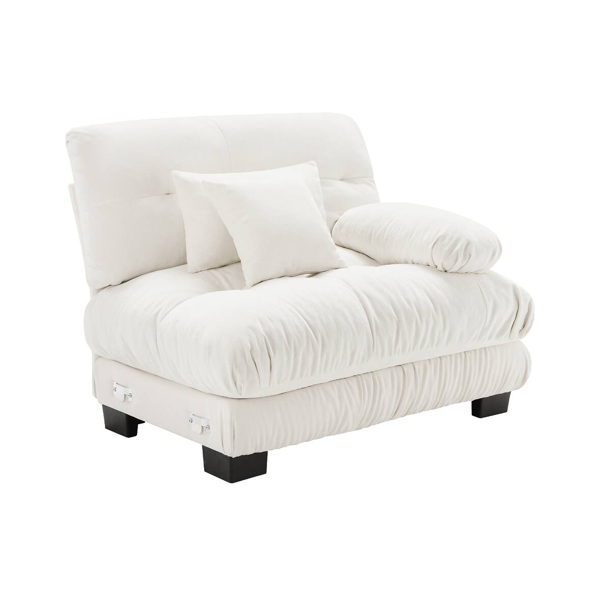 Angle. Ropilly - Ropilly White Chenille Sofa Single Seat Armless Modular Accent Sofa with Pillows - White.