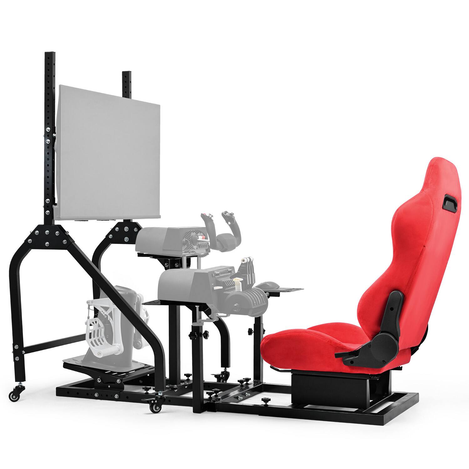 Front. Dardoo - Dardoo Flight and Racing Simulator Cockpit with Racing Seat Fit for Logitech G29 G923 - Red & Black.